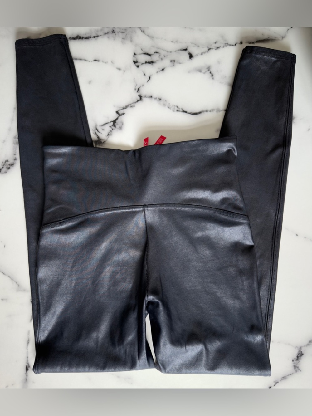 🖤SPANX Faux Leather Leggings XL Black High Rise Sculpting Shaping Vegan Leather - Picture 6 of 12